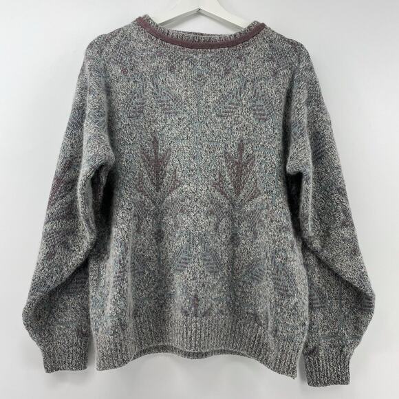 Vintage Sweater Men's Size Medium Grey Wool Blend Pullover Knit - Picture 1 of 9